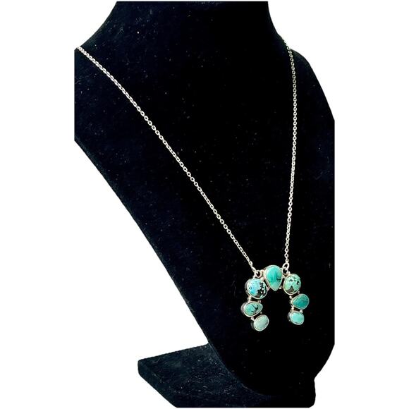 Native American Navajo Handmade Sterling Silver Turquoise Naja Necklace 21” NEW - Picture 3 of 16